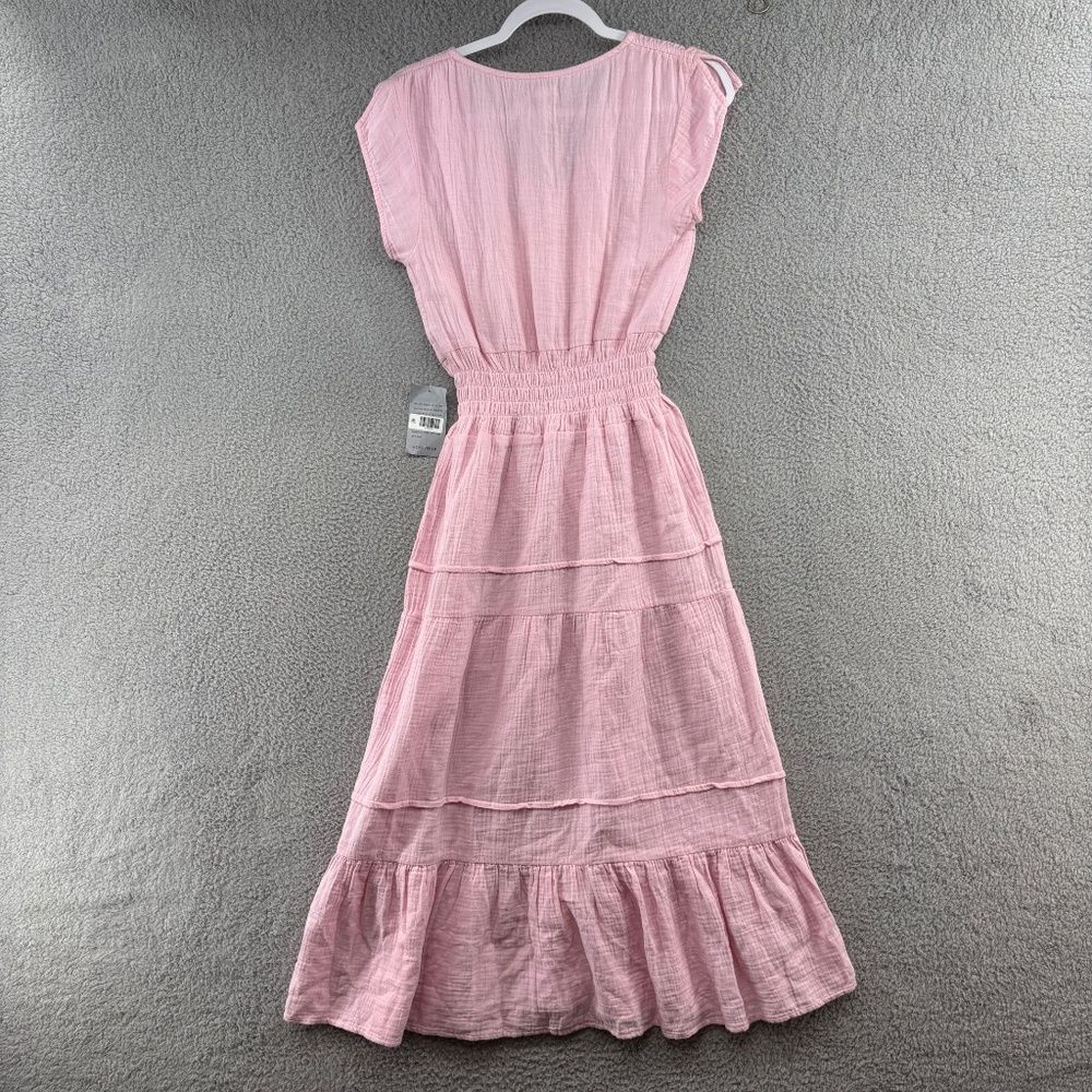 Maisie Light Pink Cotton Tiered Midi Dress | Size XS - Picture 2 of 14